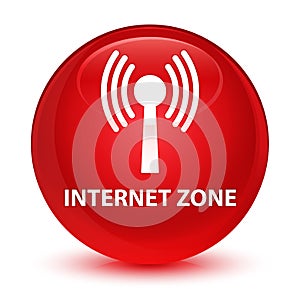 Internet zone (wlan network) glassy red round button