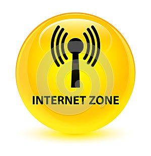 Internet zone (wlan network) glassy yellow round button