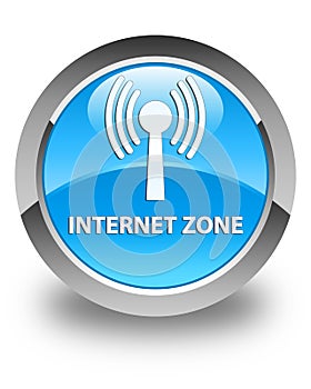 Internet zone (wlan network) glossy cyan blue round button