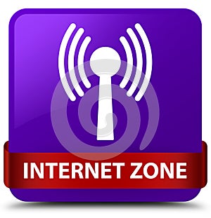 Internet zone (wlan network) purple square button red ribbon in