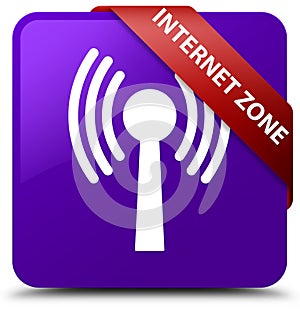 Internet zone (wlan network) purple square button red ribbon in