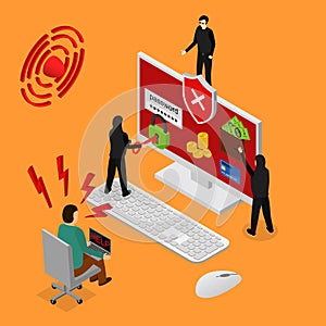 Internetn Security Isometric View. Vector photo