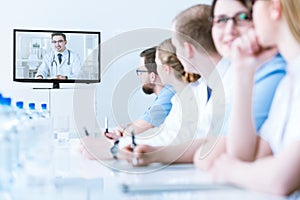 Interns listening to lecture