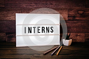 Interns. Text in lightbox