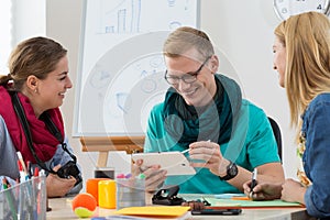 Interns working at office