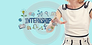 Internship concept with young woman photo