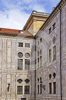 Interoir of the yard of the building residence in Munich, Germany