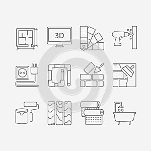 Interor desig icons isolated