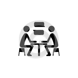 Interpersonal communication black glyph icon