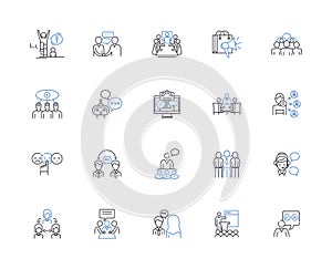 Interpersonal communicators line icons collection. Empathetic, Listener, Communicative, Confident, Open-minded