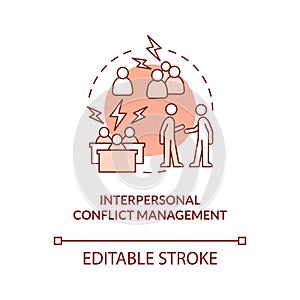 Interpersonal conflict management red concept icon