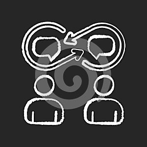 Interpersonal relationship chalk white icon on black background