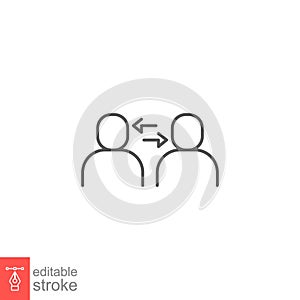 Interpersonal relationship icon, acquaitance skill. close care conversation. Two people interacting