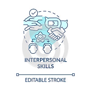 Interpersonal skills turquoise blue concept icon