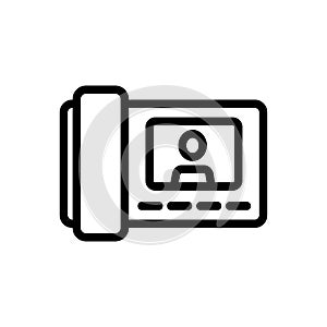 Interphone with screen and phone icon vector outline illustration photo
