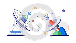 Interplanetary Communication Icon, Satellite Network Connection, vector design Generative AI photo