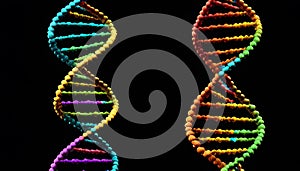 Interplay of Colorful DNA Strands on Black AI Generated