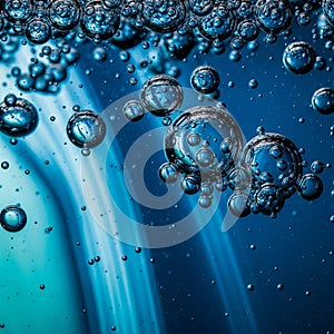 The interplay of light and shadow emphasizes the bubbles glossy texture