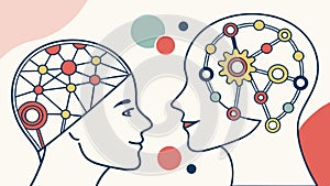 Interplay of logical and creative minds in thought, vector design Generative AI