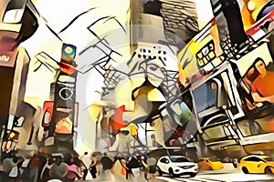 The interpretation of abstract city skyline of new York`s avant-garde
