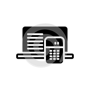 Black solid icon for Interpretation, elucidation and definition