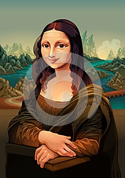 Interpretation of Mona Lisa, painting by Leonardo da Vinci