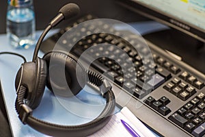 Interpreting - Headset with microphone and a computer
