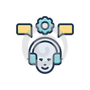 Color illustration icon for Interpreting, helper and call operater photo