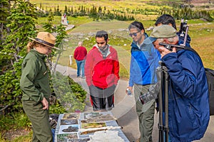 Interpretive Ranger along the trail Glacier National Park