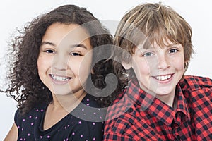 Interracial Boy & Girl Children Smiling