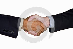 Interracial business handshake