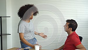 Interracial couple Hispanic bring work to home and fighting with African girlfriend stress from work