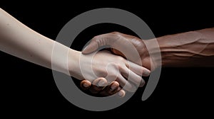 Interracial Hands Clasped in a Firm Handshake