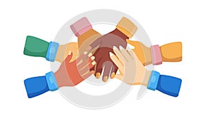 Interracial Hands Teamwork, Diversity Unity Collaboration Vector, vector design Generative AI