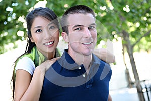 Interracial Man and Woman in Love photo