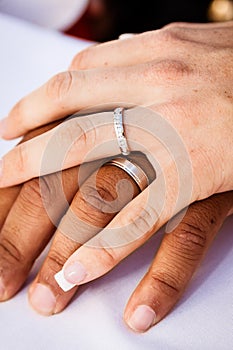 Interracial marriage hands photo