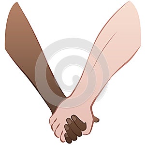 Interracial Symbol Love Couple Holding Hands photo