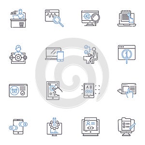 Interrelation line icons collection. Connection, Influence, Association, Bond, Reliance, Dependence, Nerk vector and