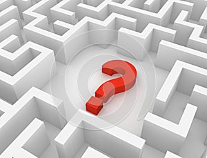 Interrogation mark inside labyrinth