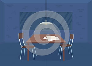 Interrogation room flat color vector illustration