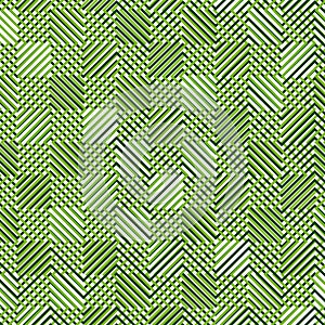 Intersected, interweaved irregular lines, stripes green grid pattern. Interlocking, weaved curvy and jagged lines, stripes.