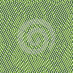 Intersected, interweaved irregular lines, stripes green grid pattern. Interlocking, weaved curvy and jagged lines, stripes.