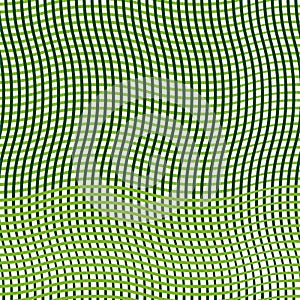 Intersected, interweaved irregular lines, stripes green grid pattern. Interlocking, weaved curvy and jagged lines, stripes.