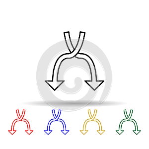 intersecting arrows multi color style icon. Simple thin line, outline vector of web icons for ui and ux, website or mobile