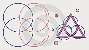 Intersecting Circles Geometric Pattern, Abstract Connectivity, vector design Generative AI