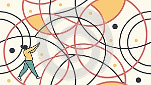 Intersecting Circular Lines Geometric Abstract Pattern, vector design Generative AI