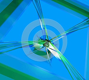 Intersecting Refracted Glass in Light Blue and Green Shade