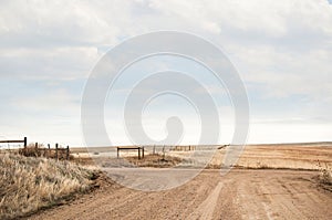 Intersection on a dirt road on the open grasslannds