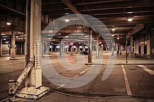 Intersection on Lower Wacker in downtown Chicago photo