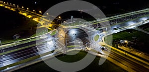 intersection at night from the drone photo